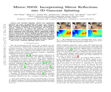 Paper thumbnail for Mirror-3DGS: Incorporating Mirror Reflections into 3D Gaussian Splatting