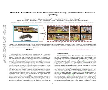 Paper thumbnail for OmniGS: Omnidirectional Gaussian Splatting for Fast Radiance Field Reconstruction using Omnidirectional Images
