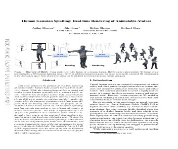 Paper thumbnail for Human Gaussian Splatting: Real-time Rendering of Animatable Avatars