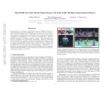 Paper thumbnail for MASt3R-SLAM: Real-Time Dense SLAM with 3D Reconstruction Priors