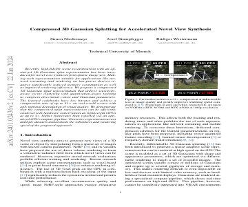 Paper thumbnail for Compressed 3D Gaussian Splatting for Accelerated Novel View Synthesis
