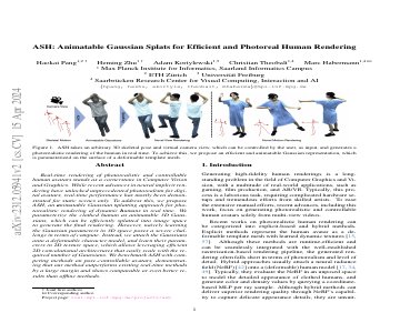 Paper thumbnail for ASH: Animatable Gaussian Splats for Efficient and Photoreal Human Rendering