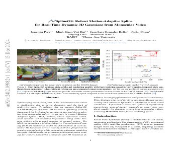 Paper thumbnail for SplineGS: Robust Motion-Adaptive Spline for Real-Time Dynamic 3D Gaussians from Monocular Video