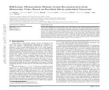 Paper thumbnail for RMAvatar: Photorealistic Human Avatar Reconstruction from Monocular Video Based on Rectified Mesh-embedded Gaussians