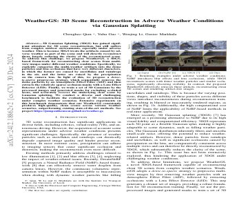 Paper thumbnail for WeatherGS: 3D Scene Reconstruction in Adverse Weather Conditions via Gaussian Splatting