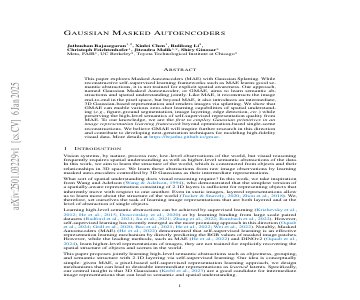 Paper thumbnail for Gaussian Masked Autoencoders
