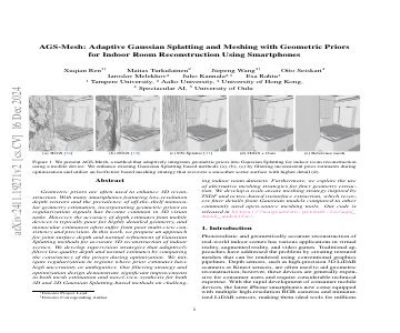 Paper thumbnail for AGS-Mesh: Adaptive Gaussian Splatting and Meshing with Geometric Priors for Indoor Room Reconstruction Using Smartphones