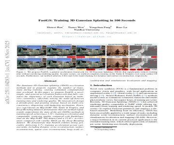 Paper thumbnail for FastGS: Training 3D Gaussian Splatting in 100 Seconds