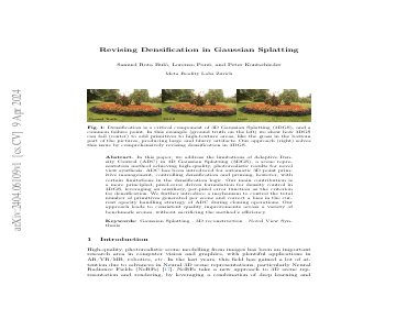 Paper thumbnail for Revising Densification in Gaussian Splatting