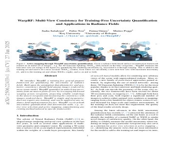 Paper thumbnail for WarpRF: Multi-View Consistency for Training-Free Uncertainty Quantification and Applications in Radiance Fields