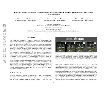 Paper thumbnail for GoDe: Gaussians on Demand for Progressive Level of Detail and Scalable Compression
