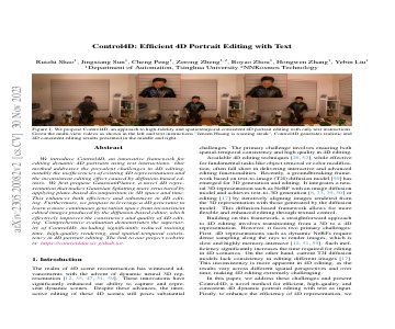 Paper thumbnail for Control4D: Efficient 4D Portrait Editing with Text