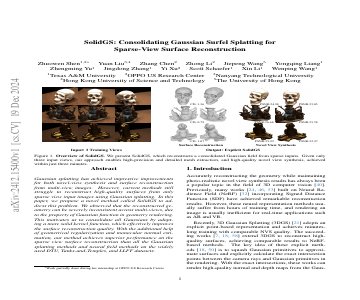 Paper thumbnail for SolidGS: Consolidating Gaussian Surfel Splatting for Sparse-View Surface Reconstruction