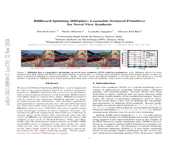 Paper thumbnail for BillBoard Splatting (BBSplat): Learnable Textured Primitives for Novel View Synthesis