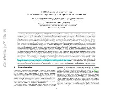 Paper thumbnail for 3DGS.zip: A survey on 3D Gaussian Splatting Compression Methods