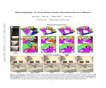 Paper thumbnail for PlanarSplatting: Accurate Planar Surface Reconstruction in 3 Minutes