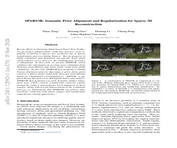 Paper thumbnail for SPARS3R: Semantic Prior Alignment and Regularization for Sparse 3D Reconstruction