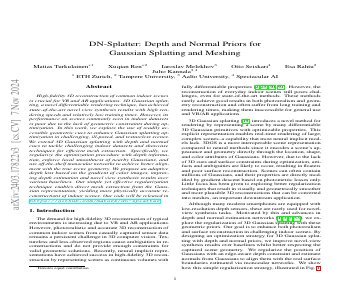 Paper thumbnail for DN-Splatter: Depth and Normal Priors for Gaussian Splatting and Meshing