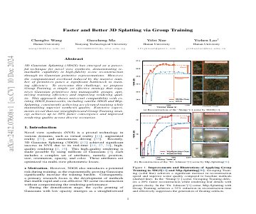 Paper thumbnail for Faster and Better 3D Splatting via Group Training