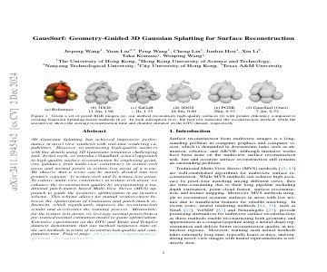 Paper thumbnail for GausSurf: Geometry-Guided 3D Gaussian Splatting for Surface Reconstruction
