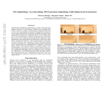Paper thumbnail for SG-Splatting: Accelerating 3D Gaussian Splatting with Spherical Gaussians