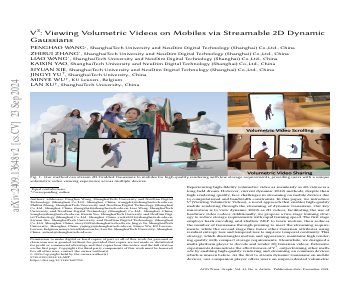 Paper thumbnail for V^3: Viewing Volumetric Videos on Mobiles via Streamable 2D Dynamic Gaussians