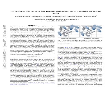 Paper thumbnail for Adaptive Voxelization for Transform coding of 3D Gaussian splatting data