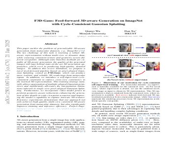 Paper thumbnail for F3D-Gaus: Feed-forward 3D-aware Generation on ImageNet with Cycle-Consistent Gaussian Splatting
