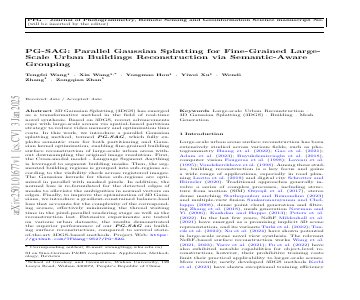 Paper thumbnail for PG-SAG: Parallel Gaussian Splatting for Fine-Grained Large-Scale Urban Buildings Reconstruction via Semantic-Aware Grouping