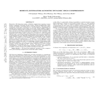 Paper thumbnail for Robust, Estimator-Agnostic Dynamic 3DGS Compression