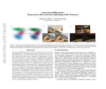 Paper thumbnail for Gaussian Billboards: Expressive 2D Gaussian Splatting with Textures