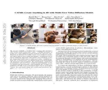Paper thumbnail for CAT4D: Create Anything in 4D with Multi-View Video Diffusion Models