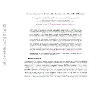 Paper thumbnail for Dual-Camera Smooth Zoom on Mobile Phones