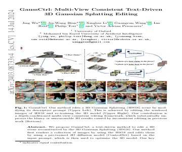 Paper thumbnail for GaussCtrl: Multi-View Consistent Text-Driven 3D Gaussian Splatting Editing