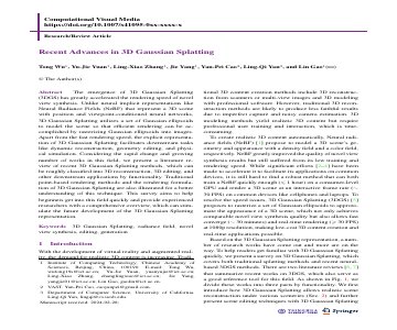 Paper thumbnail for Recent Advances in 3D Gaussian Splatting