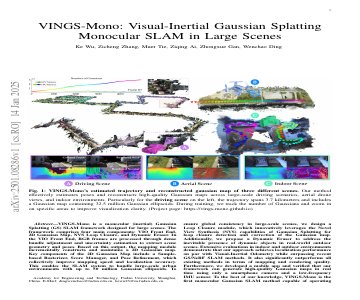Paper thumbnail for VINGS-Mono: Visual-Inertial Gaussian Splatting Monocular SLAM in Large Scenes