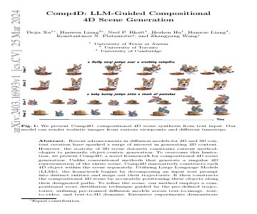 Paper thumbnail for Comp4D: LLM-Guided Compositional 4D Scene Generation