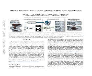 Paper thumbnail for DAS3R: Dynamics-Aware Gaussian Splatting for Static Scene Reconstruction
