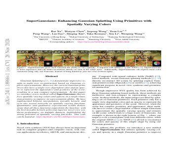 Paper thumbnail for SuperGaussians: Enhancing Gaussian Splatting Using Primitives with Spatially Varying Colors