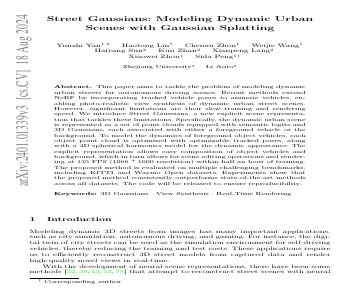 Paper thumbnail for Street Gaussians for Modeling Dynamic Urban Scenes