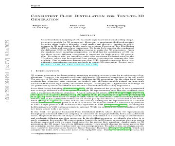 Paper thumbnail for Consistent Flow Distillation for Text-to-3D Generation