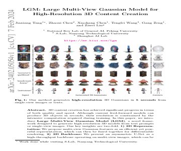 Paper thumbnail for Large Multi-View Gaussian Model for High-Resolution 3D Content Creation