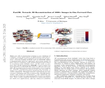 Paper thumbnail for Fast3R: Towards 3D Reconstruction of 1000+ Images in One Forward Pass
