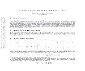 Paper thumbnail for Mathematical Supplement for the gsplat Library