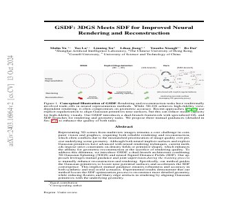 Paper thumbnail for GSDF: 3DGS Meets SDF for Improved Rendering and Reconstruction