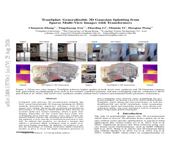 Paper thumbnail for TranSplat: Generalizable 3D Gaussian Splatting from Sparse Multi-View Images with Transformers