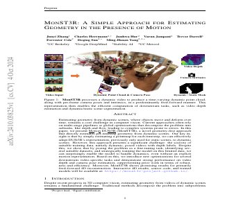 Paper thumbnail for MonST3R: A Simple Approach for Estimating Geometry in the Presence of Motion