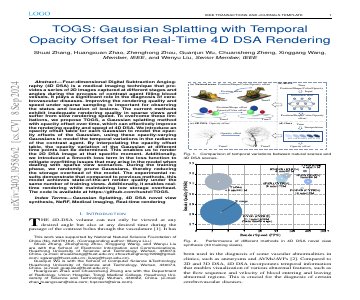 Paper thumbnail for TOGS: Gaussian Splatting with Temporal Opacity Offset for Real-Time 4D DSA Rendering