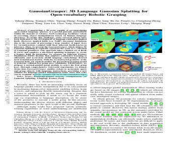 Paper thumbnail for GaussianGrasper: 3D Language Gaussian Splatting for Open-vocabulary Robotic Grasping