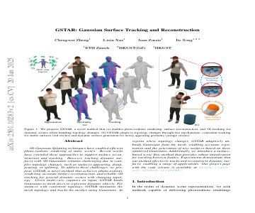 Paper thumbnail for GSTAR: Gaussian Surface Tracking and Reconstruction